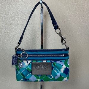 COACH POPPY kaleidoscope Blue & Green double ZIP small bag